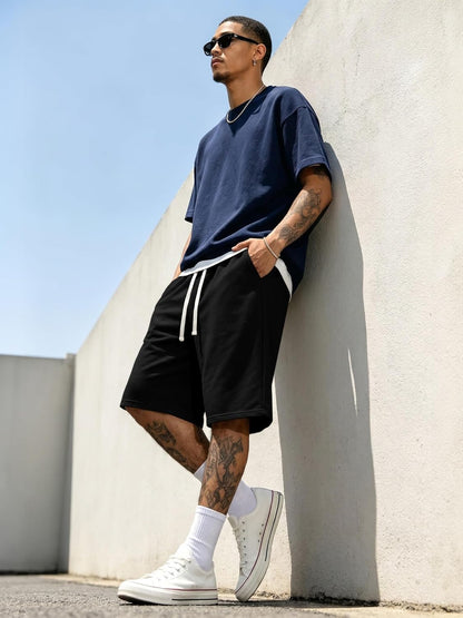 JMIERR 2026 Men'S Baggy Sweat Shorts Lightweight under Knee Casual Drawstring Y2K Shorts Loose Fit Gym Shorts