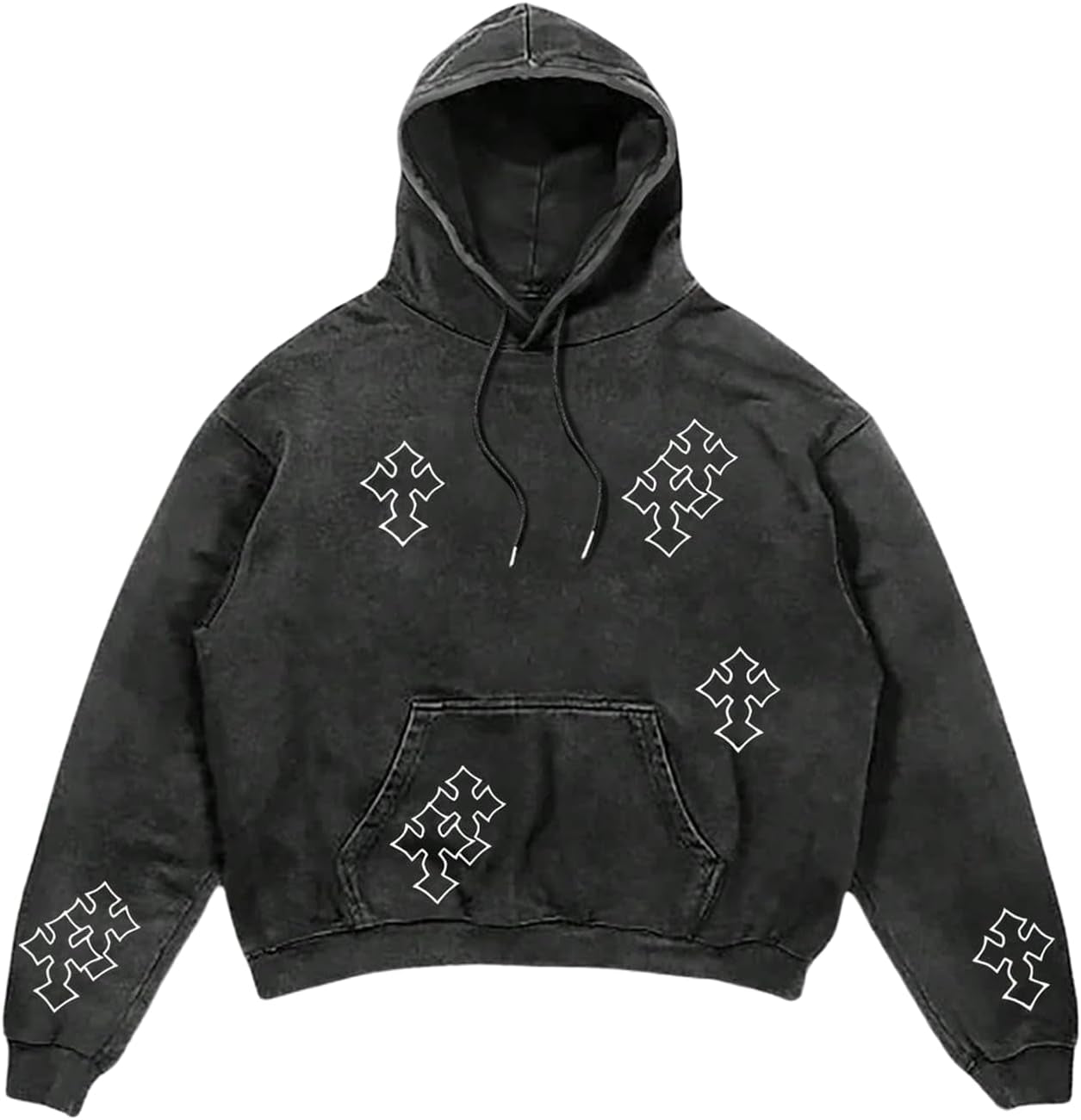 BEAUDRM Men'S Cross Graphic Hoodie Gothic Sweatshirts Vintage Long Sleeve Hooded Retro Pullovers Tops with Pockets Streewear