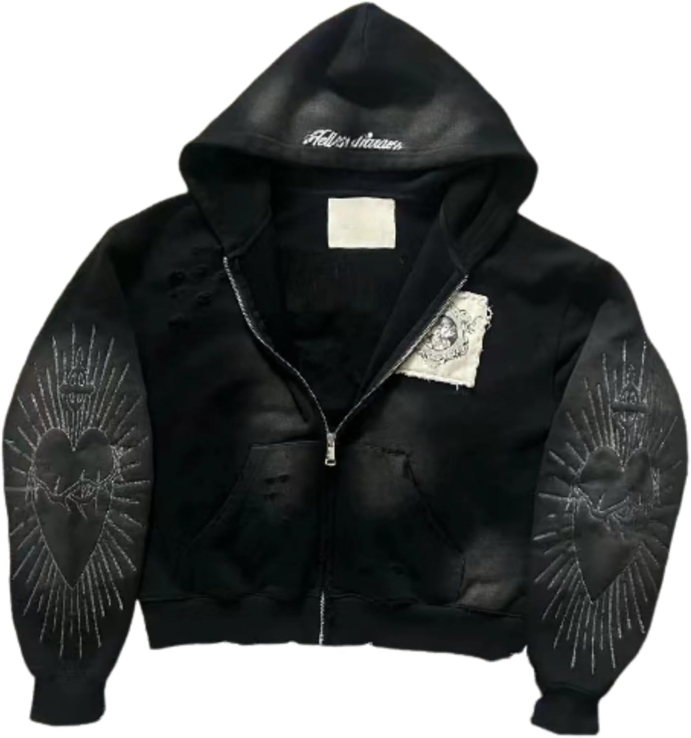 Vhitler Y2K Grunge Zip up Hoodie Women Men Oversized Emo Goth 2000S Graphic Hoodie Streetwear Jacket Fall Baggy Sweatshirts