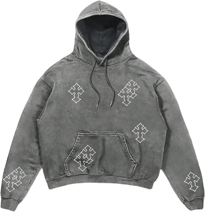 BEAUDRM Men'S Cross Graphic Hoodie Gothic Sweatshirts Vintage Long Sleeve Hooded Retro Pullovers Tops with Pockets Streewear