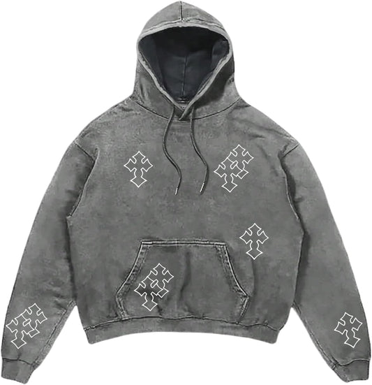 BEAUDRM Men'S Cross Graphic Hoodie Gothic Sweatshirts Vintage Long Sleeve Hooded Retro Pullovers Tops with Pockets Streewear