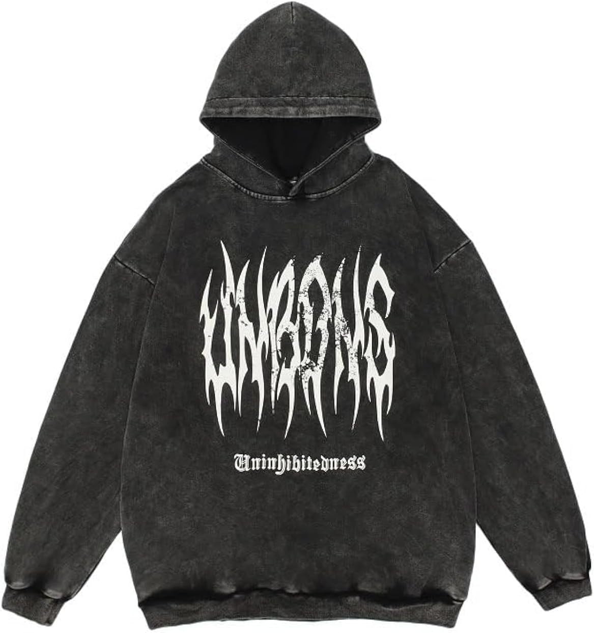 Obenie Retro Y2K Hoodie Gothic Casual Alphabet Blast Print Pattern Skull Fashion Hoodie Men Harajuku Men Clothing