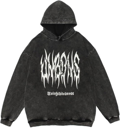 Obenie Retro Y2K Hoodie Gothic Casual Alphabet Blast Print Pattern Skull Fashion Hoodie Men Harajuku Men Clothing