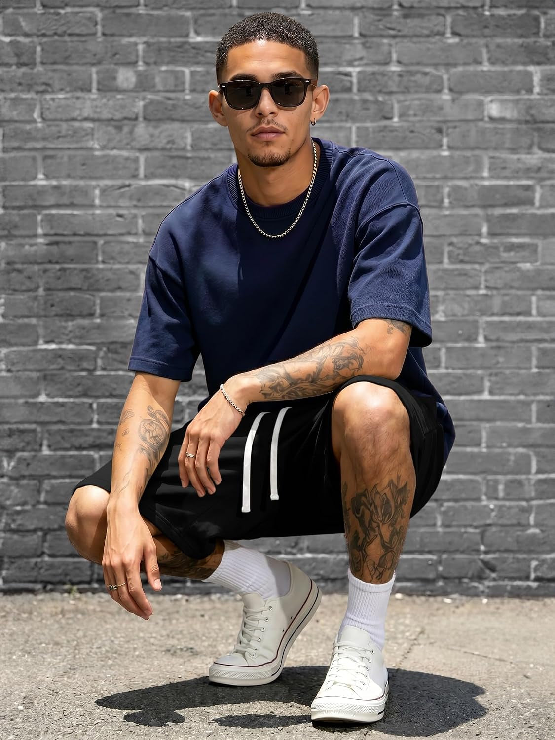JMIERR 2026 Men'S Baggy Sweat Shorts Lightweight under Knee Casual Drawstring Y2K Shorts Loose Fit Gym Shorts