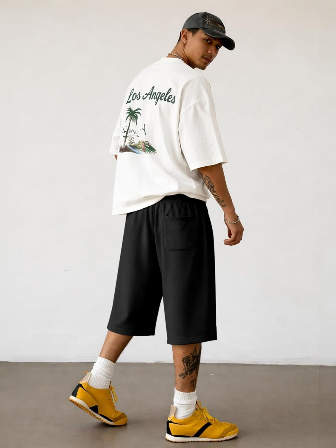 JMIERR 2026 Men'S Baggy Sweat Shorts Lightweight under Knee Casual Drawstring Y2K Shorts Loose Fit Gym Shorts