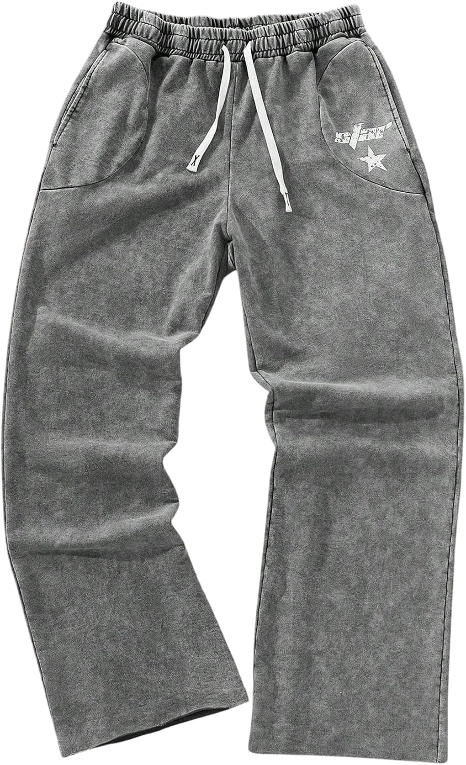 Verdusa Men'S Vintage Washed Athletic Sweatpants Hip Hop Straight Leg Workout Pants with Pockets