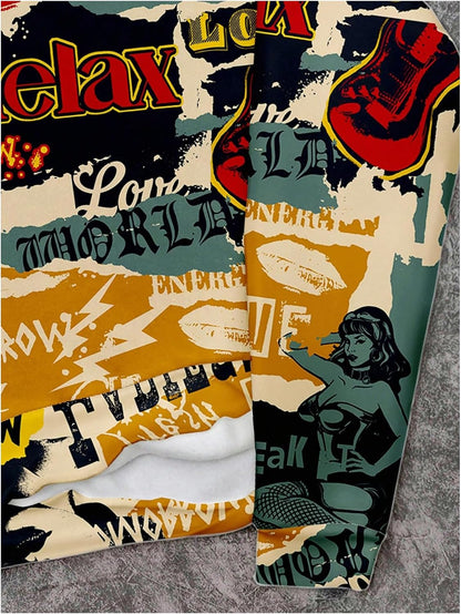 SOLY HUX Men'S Vintage Graphic Hoodies Novelty Print Hooded Sweatshirt Pullovers Streetwear