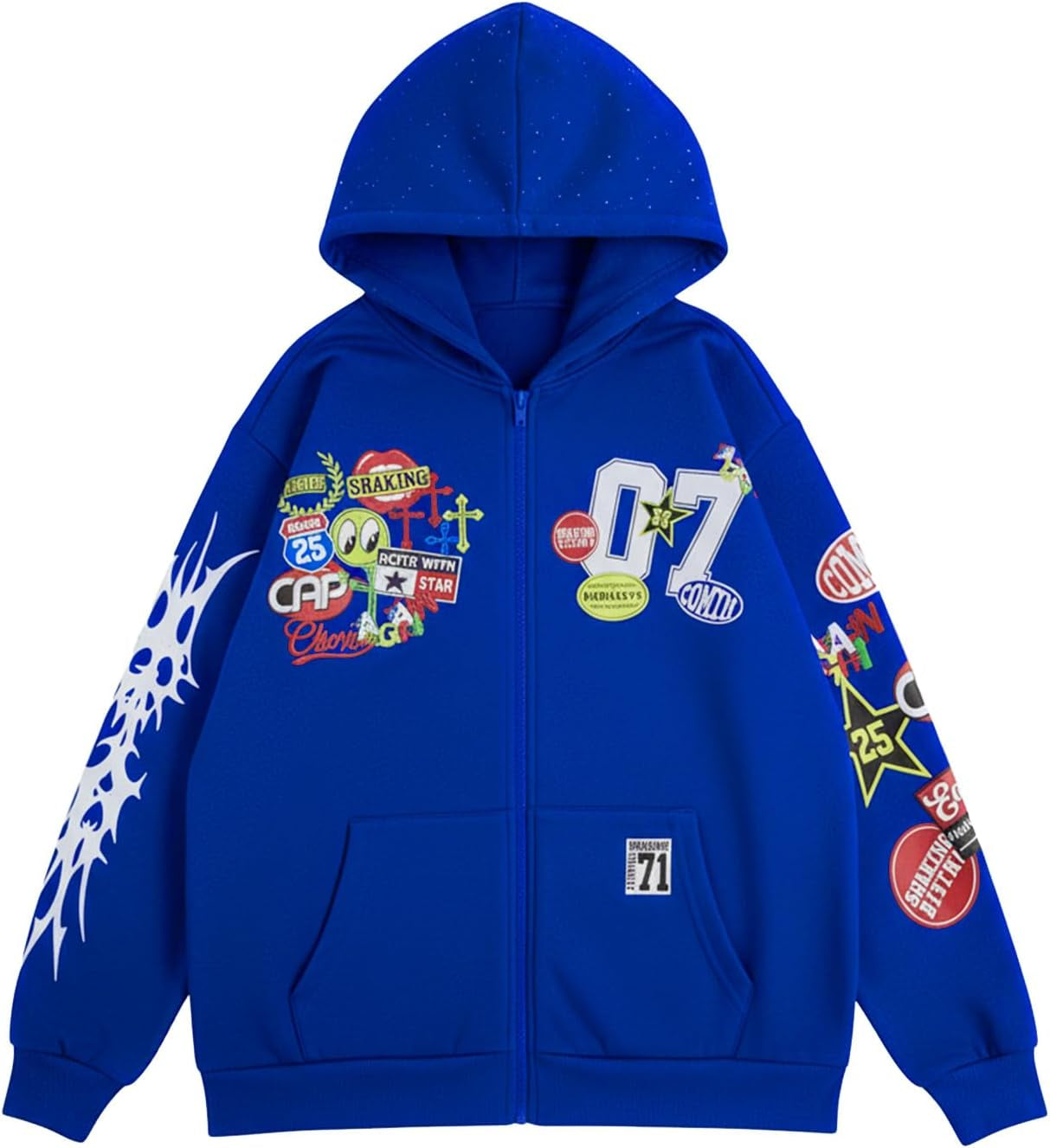 SOLY HUX Men'S Graphic Oversized Hoodies Y2K Zip up Long Sleeve Hooded Sweatshirt Jacket Streetwear