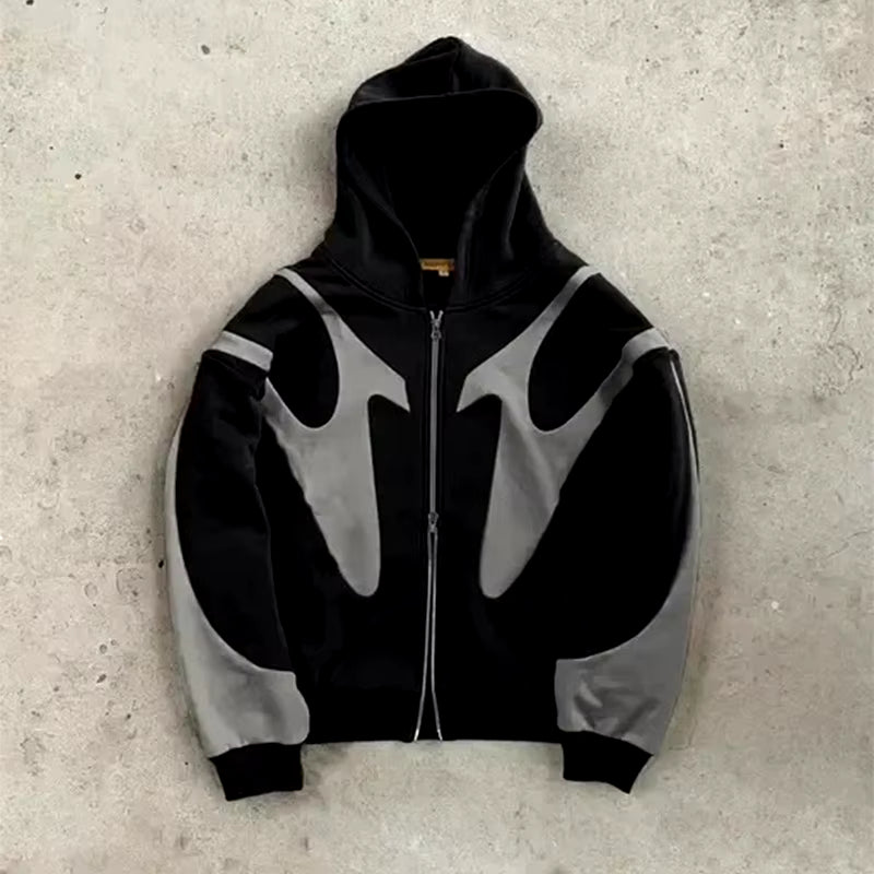 American Retro Letter Printed Devil Pattern Hoodie Y2K Harajuku Casual Couple Zipper Hoodies Sweatshirt Fashion Street Clothing