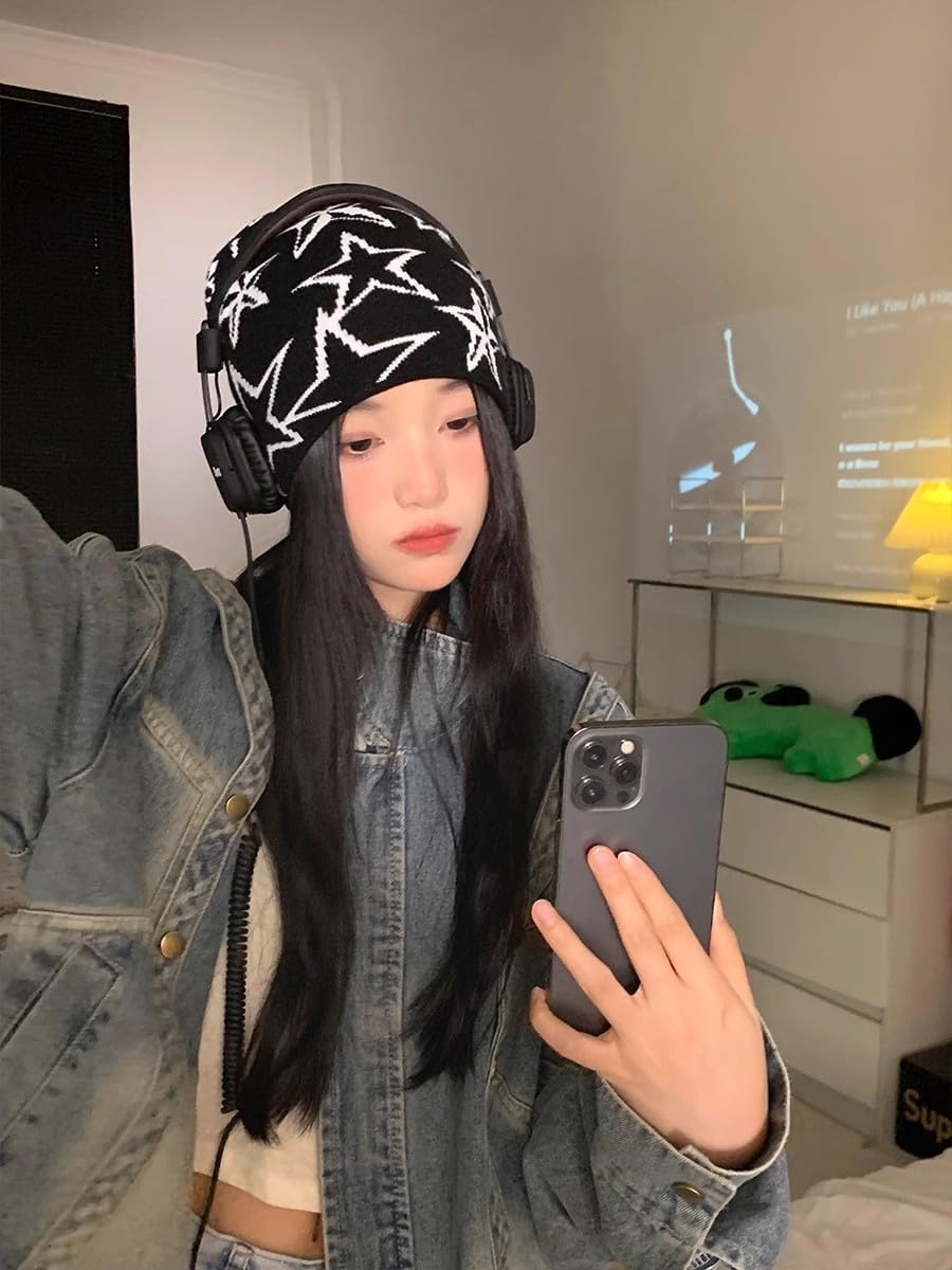 Y2K Beanie Spider Web Beanie Gothic Graphic Beanies Outdoor Winter Warm Knitted Hat for Men Women