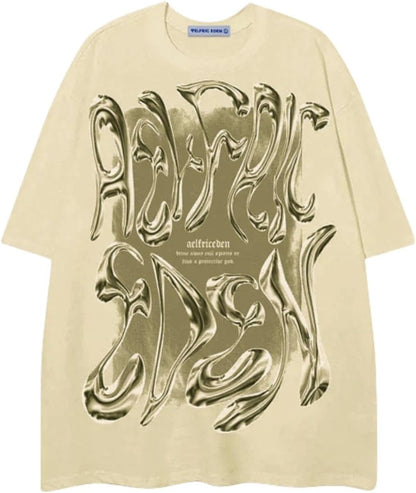 Aelfric Eden Metalic Graphic Tees Men Y2K Oversized T Shirts Women Vintage Tees Unisex Summer Tops