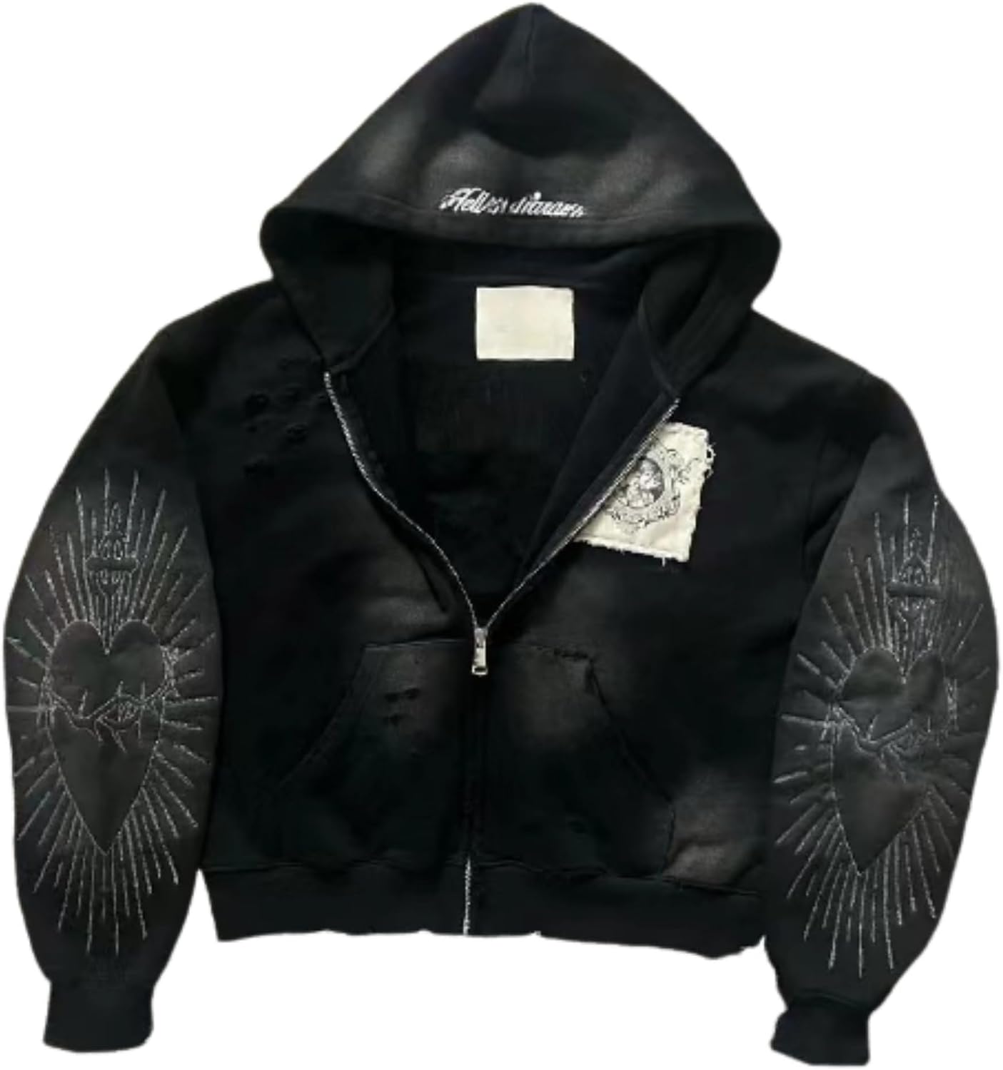 Vhitler Y2K Grunge Zip up Hoodie Women Men Oversized Emo Goth 2000S Graphic Hoodie Streetwear Jacket Fall Baggy Sweatshirts