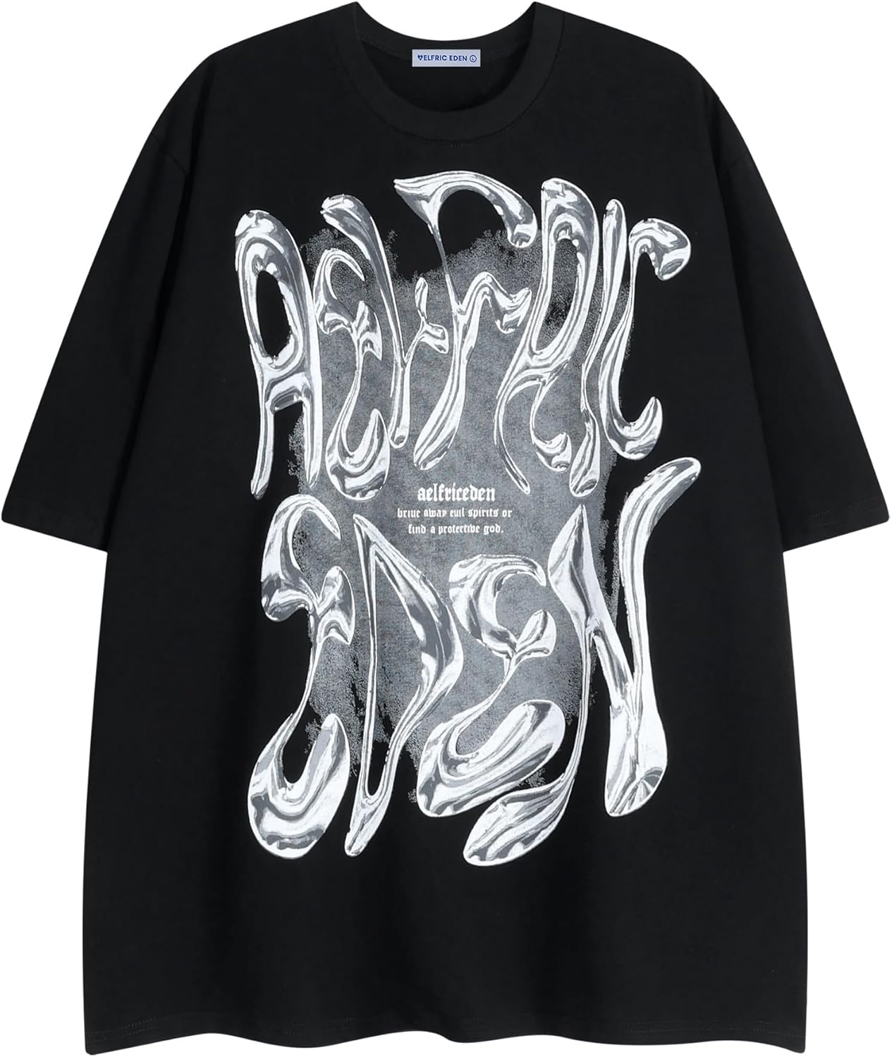 Aelfric Eden Metalic Graphic Tees Men Y2K Oversized T Shirts Women Vintage Tees Unisex Summer Tops