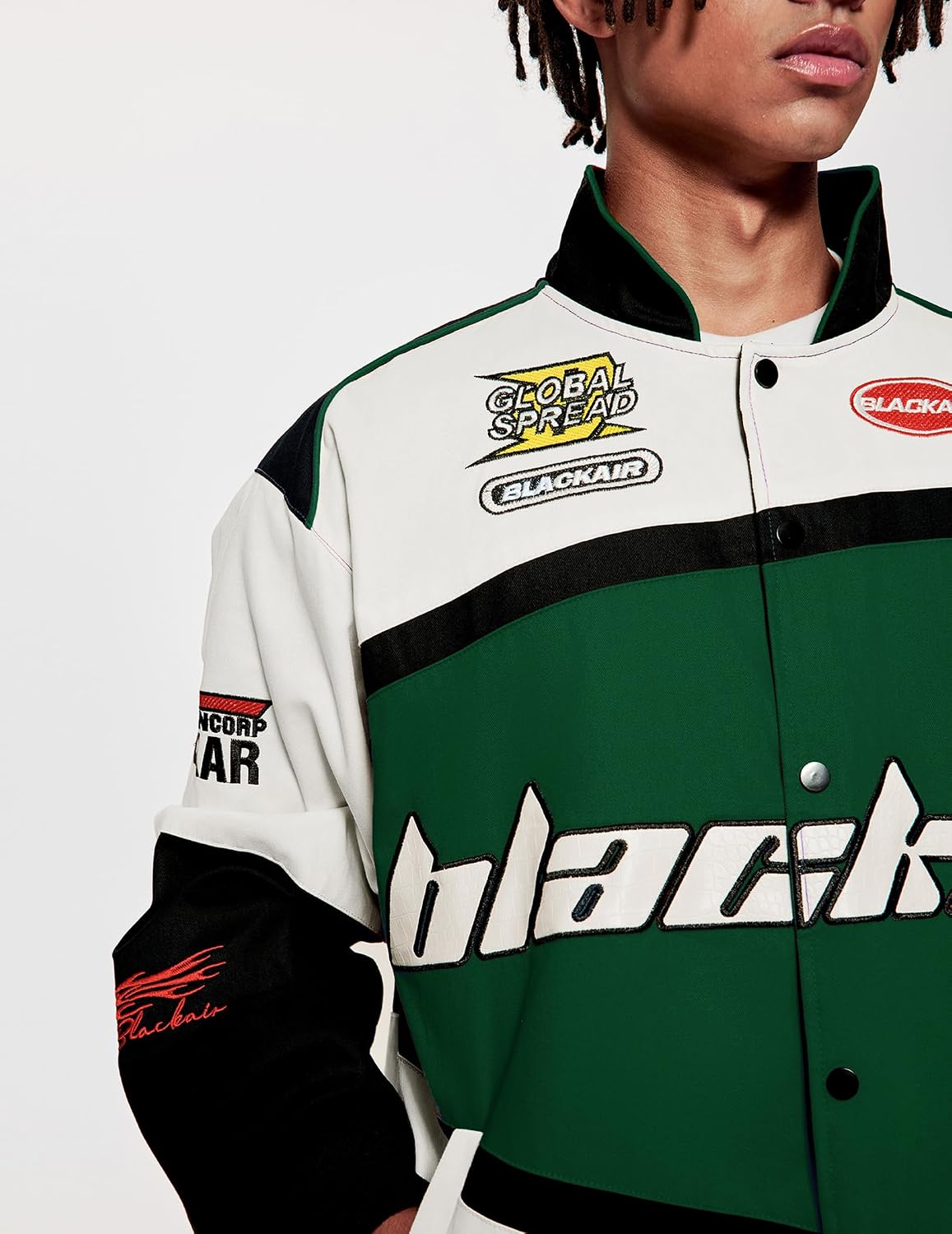 Vamtac Mens Varsity Baseball Jacket Bomber Cotton Vintage Racing Coats Streetwear with Pocket