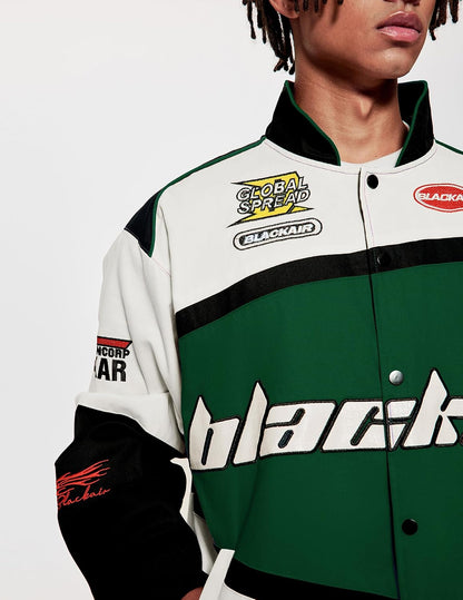 Vamtac Mens Varsity Baseball Jacket Bomber Cotton Vintage Racing Coats Streetwear with Pocket