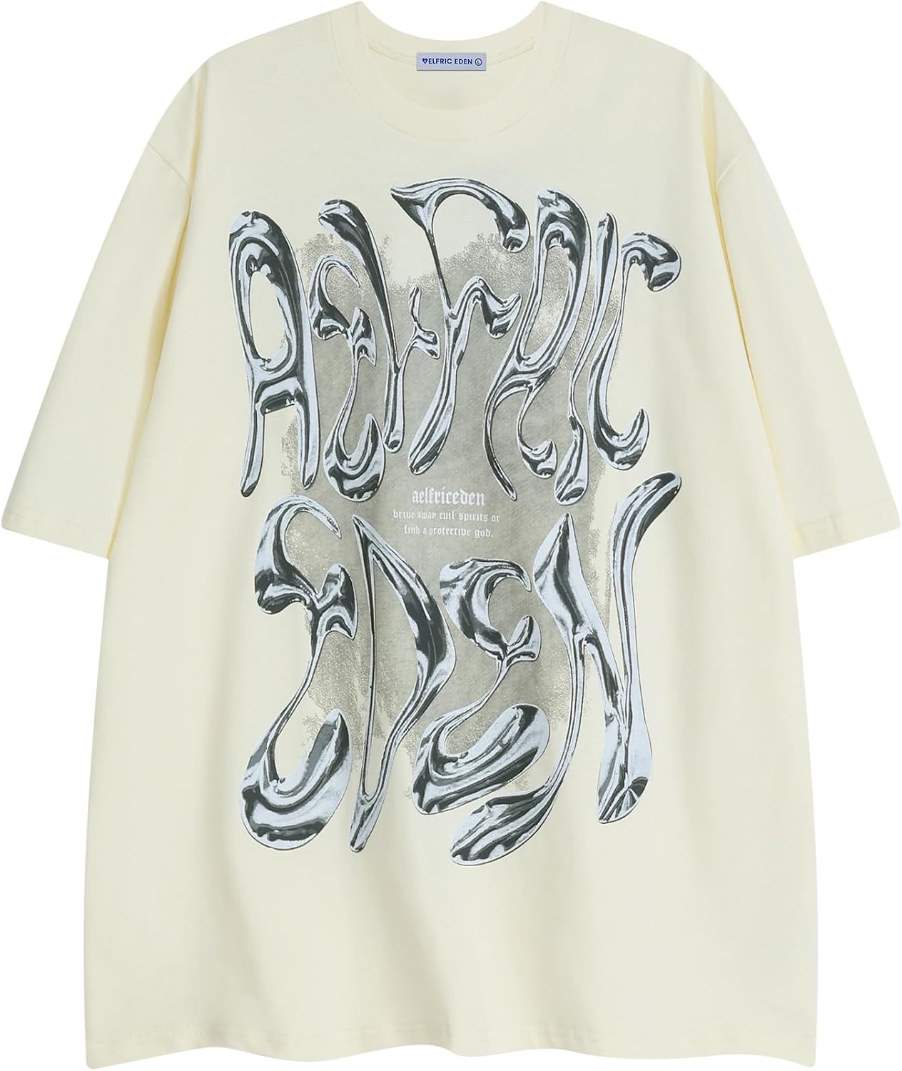 Aelfric Eden Metalic Graphic Tees Men Y2K Oversized T Shirts Women Vintage Tees Unisex Summer Tops