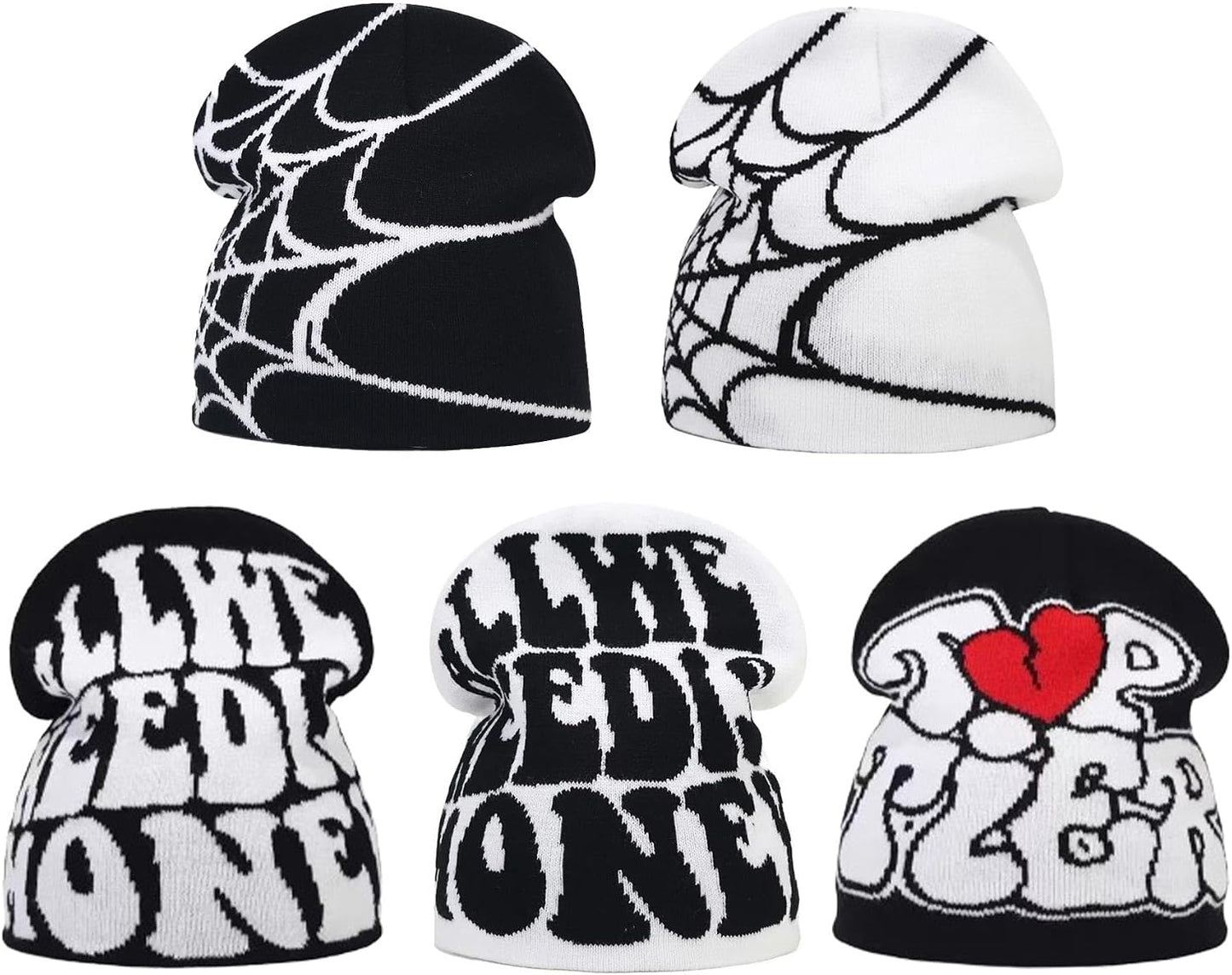Y2K Beanie Spider Web Beanie Gothic Graphic Beanies Outdoor Winter Warm Knitted Hat for Men Women