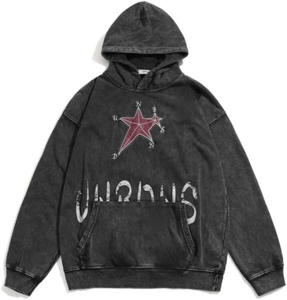 Obenie Retro Y2K Hoodie Gothic Casual Alphabet Blast Print Pattern Skull Fashion Hoodie Men Harajuku Men Clothing