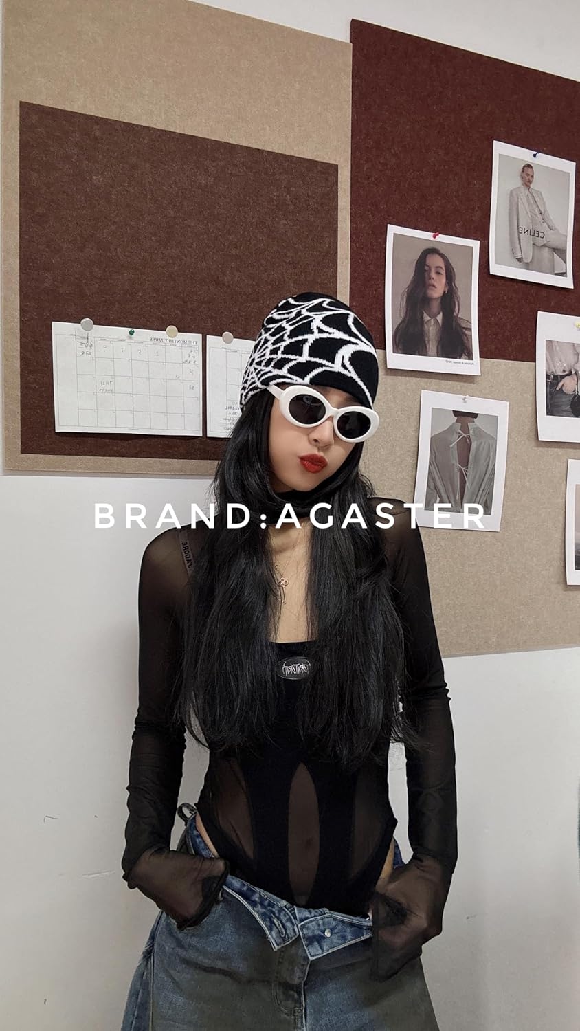 Y2K Beanie Spider Web Beanie Gothic Graphic Beanies Outdoor Winter Warm Knitted Hat for Men Women