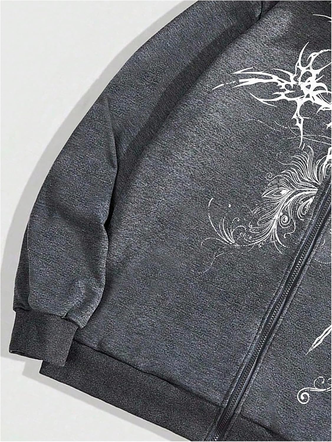 SOLY HUX Men'S Y2K Grunge Zip up Hoodie Sweatshirts Gothic Fur Hooded Jacket Streetwear