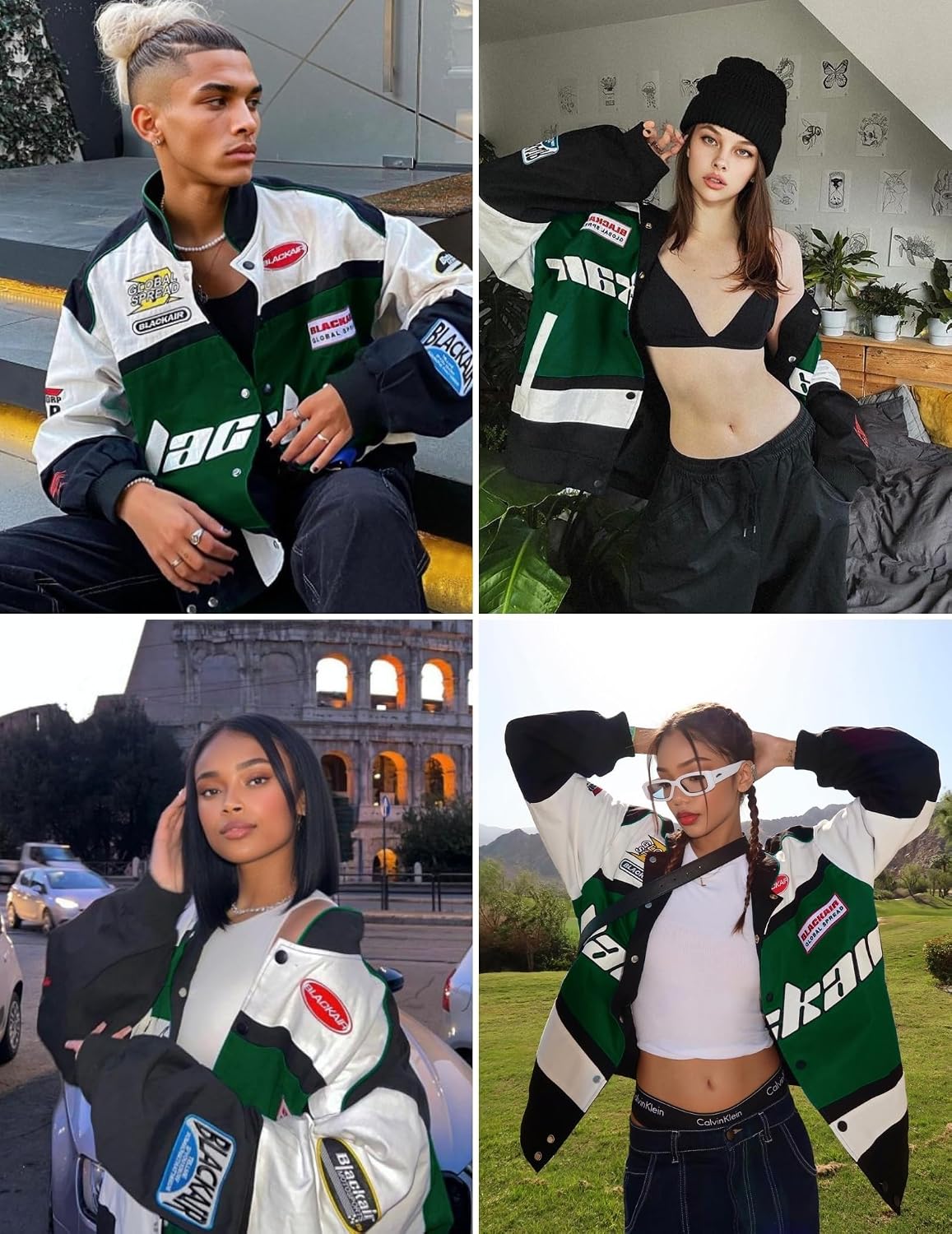 Vamtac Mens Varsity Baseball Jacket Bomber Cotton Vintage Racing Coats Streetwear with Pocket