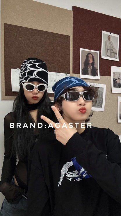Y2K Beanie Spider Web Beanie Gothic Graphic Beanies Outdoor Winter Warm Knitted Hat for Men Women