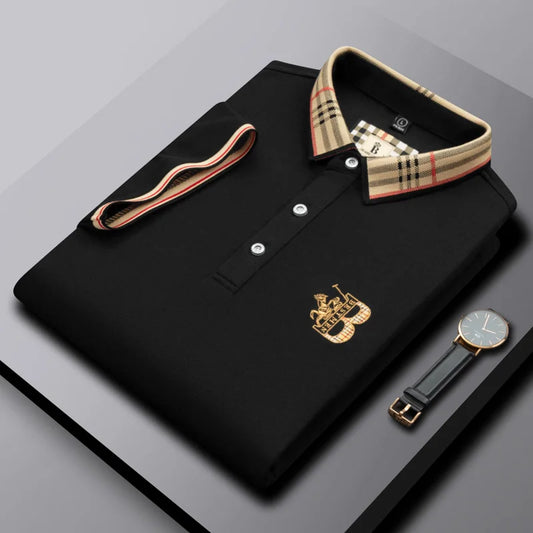 Summer Men'S Fashion Casual Short Sleeved Polo Shirt High-End Boutique Embroidered Top Comfortable and Breathable Lapel T-Shirt