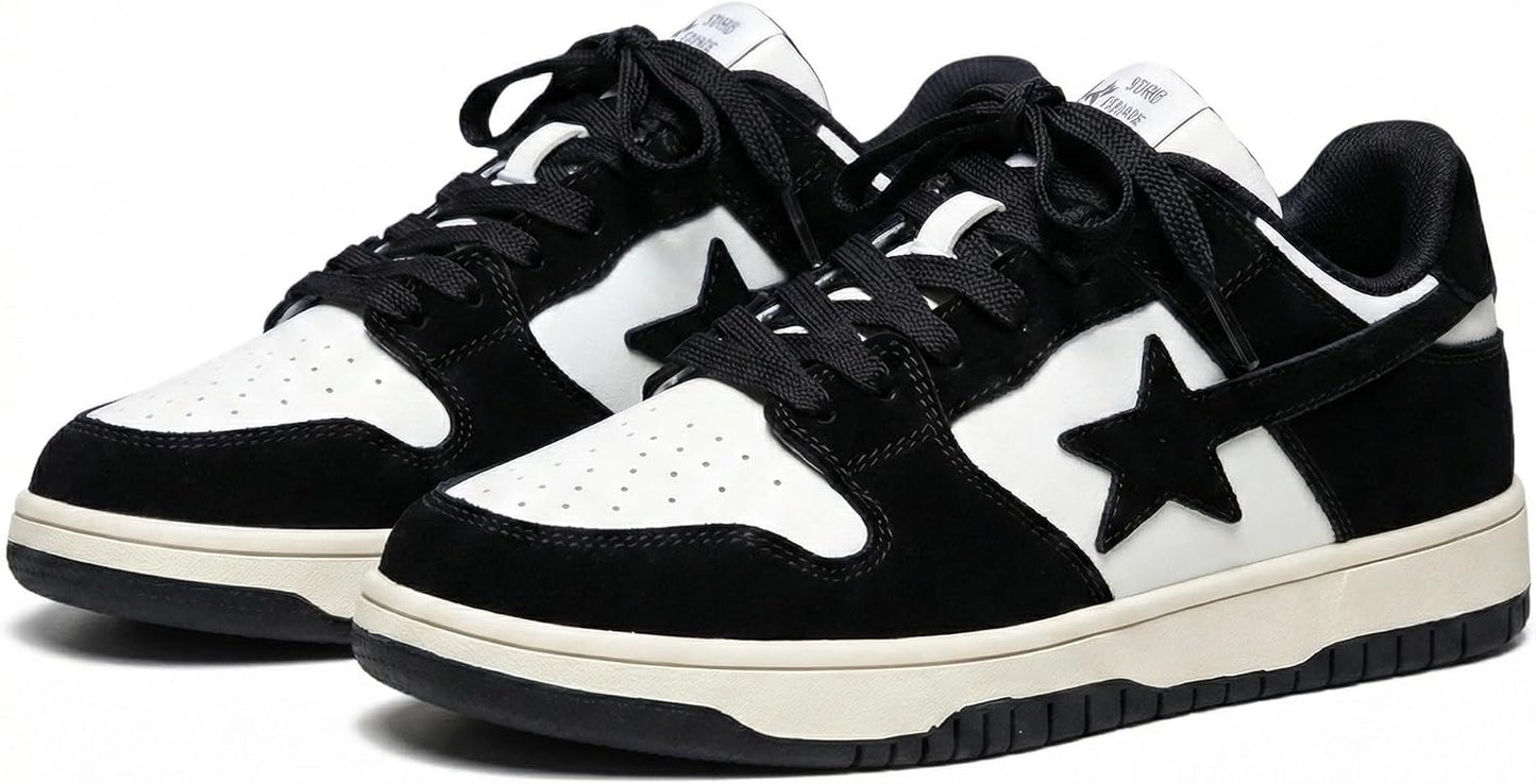 Canvas Y2K Vintage Star Pattern Lace up Sneakers Lightweight Fashion Non Slip Casual Shoes for Teens Outdoor School Streetwear Best Friend Look Pink Outfit