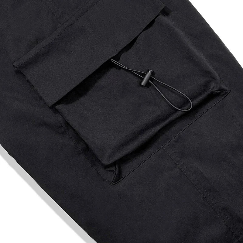 Men'S Casual Cargo Pants Fashion Streetwear Classic Man Straight Wide-Leg Pants Drawstring Workwear Trendy Loose Cargo Trousers