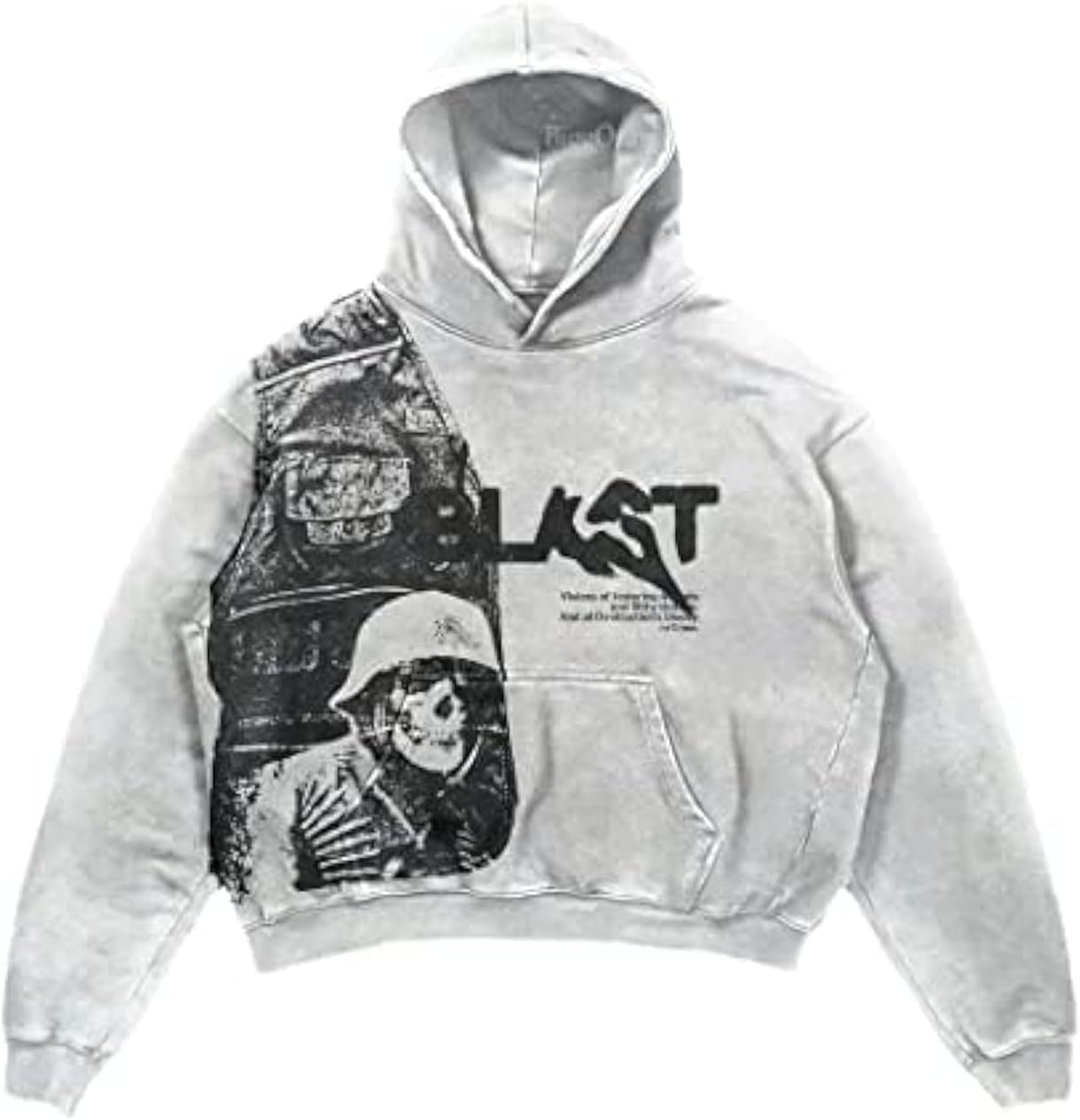 Obenie Retro Y2K Hoodie Gothic Casual Alphabet Blast Print Pattern Skull Fashion Hoodie Men Harajuku Men Clothing