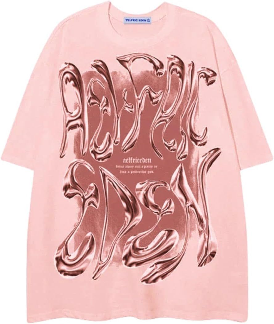 Aelfric Eden Metalic Graphic Tees Men Y2K Oversized T Shirts Women Vintage Tees Unisex Summer Tops