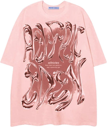 Aelfric Eden Metalic Graphic Tees Men Y2K Oversized T Shirts Women Vintage Tees Unisex Summer Tops