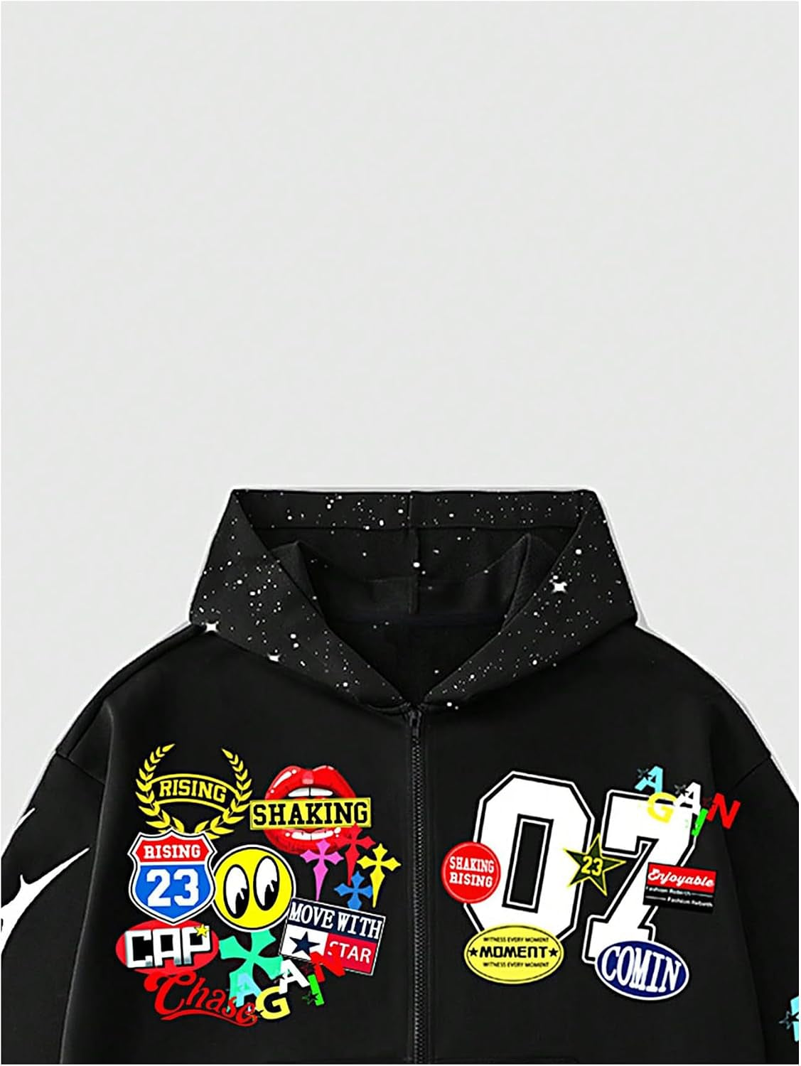 SOLY HUX Men'S Graphic Oversized Hoodies Y2K Zip up Long Sleeve Hooded Sweatshirt Jacket Streetwear