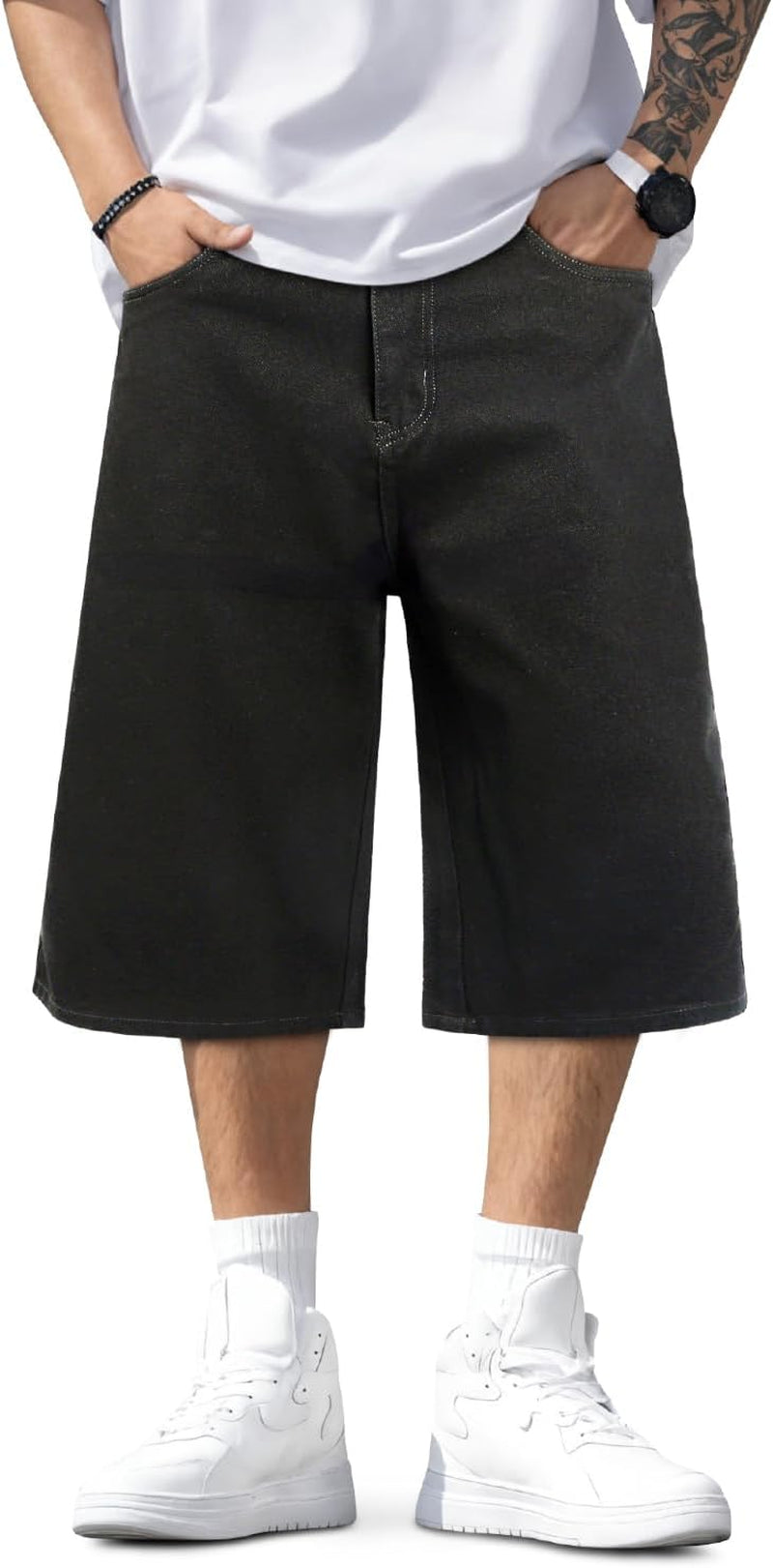 Men Baggy Jorts Y2K Streetwear Loose Fit Hip Hop Skateboard Denim Shorts